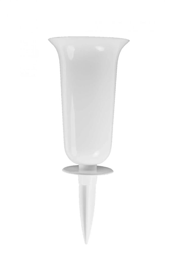 FLAKON WAZON WBIJANY (2) BIAŁY 24CM NA CMENTARZ