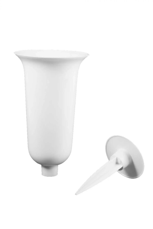 FLAKON WAZON WBIJANY (2) BIAŁY 24CM NA CMENTARZ - obrazek 2