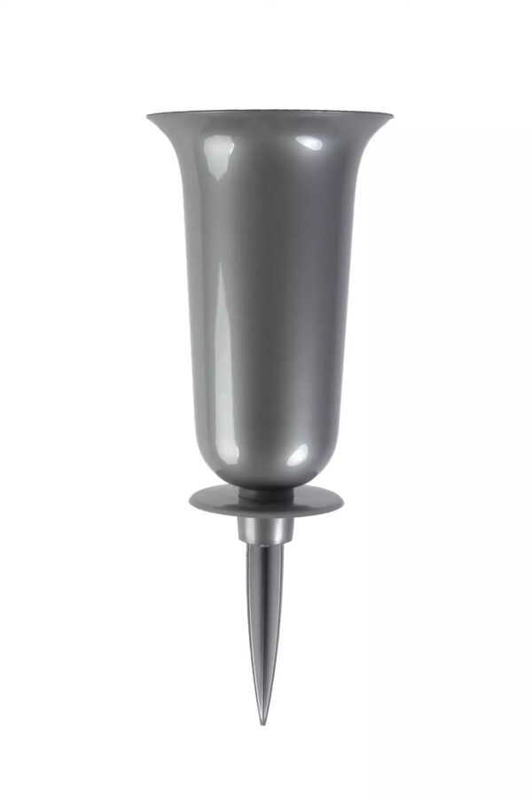 FLAKON WAZON WBIJANY (2) SREBRNY 24CM NA CMENTARZ