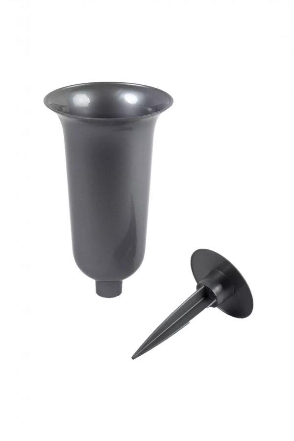 FLAKON WAZON WBIJANY (2) SREBRNY 24CM NA CMENTARZ - obrazek 2