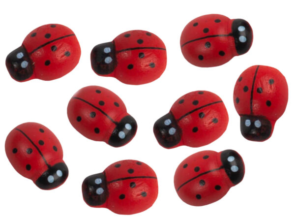 BIEDRONKI DREWNIANE NA PRZYLEPCU 2,5CM 18SZT