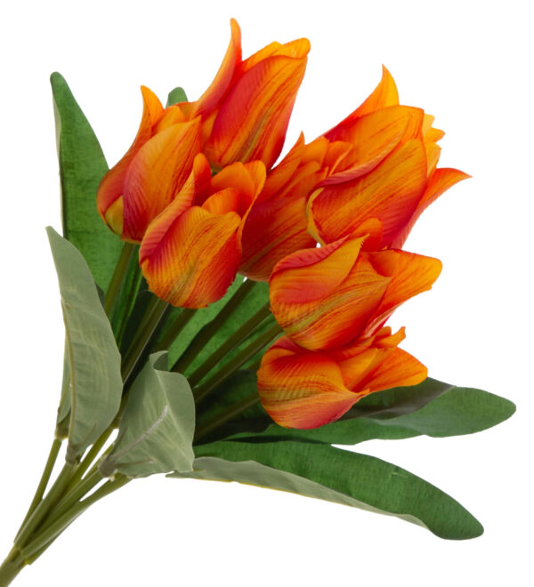 9X TULIPAN POMARAŃCZOWY CZERWONY BUKIET TULIPANÓW MATERIAŁ WIOSNA