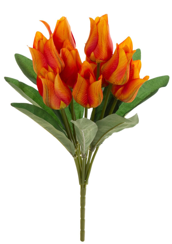 9X TULIPAN POMARAŃCZOWY CZERWONY BUKIET TULIPANÓW MATERIAŁ WIOSNA - obrazek 2