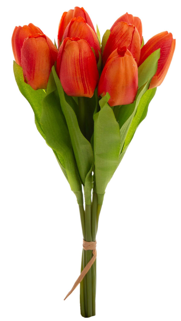 9X TULIPAN POMARAŃCZOWY CZERWONY BUKIET TULIPANÓW MATERIAŁ WIOSNA