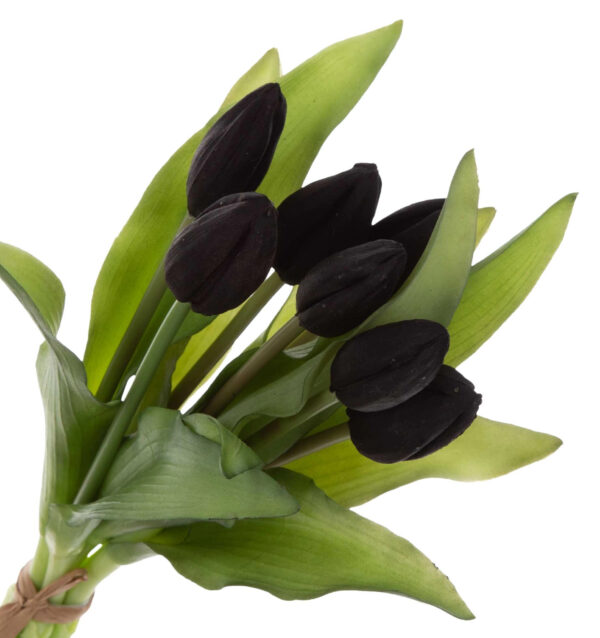 7X TULIPAN CZARNY BUKIET TULIPANÓW GUMOWE SYLIKONOWE - obrazek 2