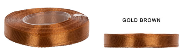 1 CM 32M GOLD BROWN ZŁOTY BRĄZ WSTĄŻKA TASIEMKA SATYNA ATŁAS