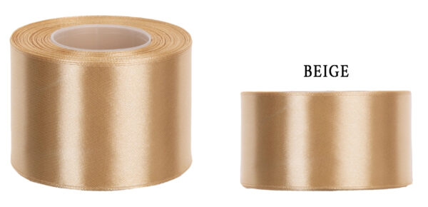 5 CM 32M BEIGE BEŻOWA WSTĄŻKA TASIEMKA SATYNA ATŁAS