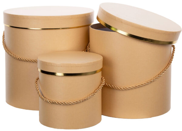 3X FLOWER BOX PUDEŁKO NA KWIATY PREZENT BEŻ ZŁOTY BEIGE GLD