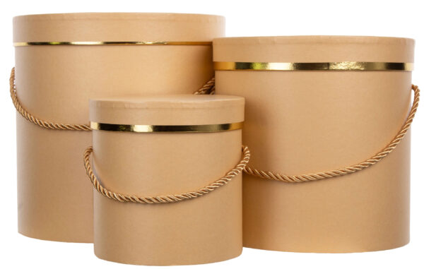 3X FLOWER BOX PUDEŁKO NA KWIATY PREZENT BEŻ ZŁOTY BEIGE GLD - obrazek 2