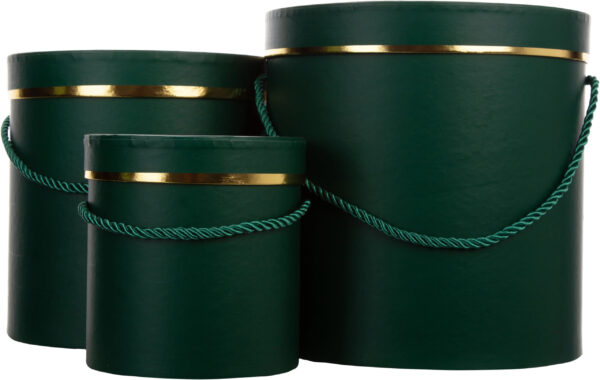 3X FLOWER BOX PUDEŁKO NA KWIATY PREZENT ZIELONY ZŁOTY GREEN GOLD