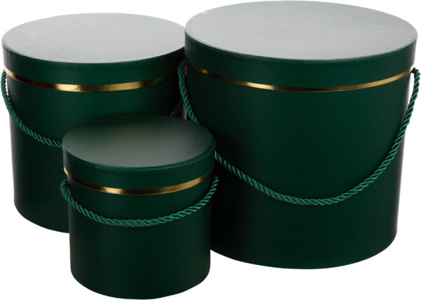 3X FLOWER BOX PUDEŁKO NA KWIATY PREZENT ZIELONY ZŁOTY GREEN GOLD - obrazek 2