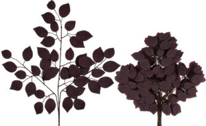 12 X LIŚĆ LIŚCIE RÓŻY RÓŻA 56 CM GAŁAZKA SZARY - BORDO