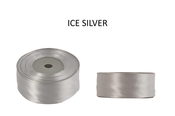 3,8 CM 32M ICE SILVER SREBRNA WSTĄŻKA TASIEMKA SATYNA ATŁAS