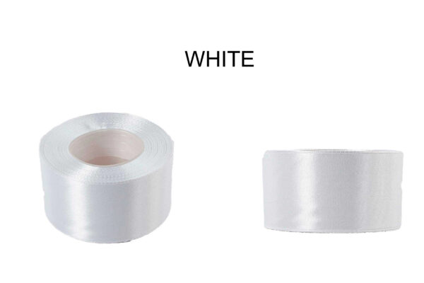 5 CM 32M WHITE BIAŁA WSTĄŻKA TASIEMKA SATYNA ATŁAS