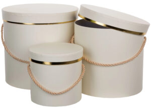 3X FLOWER BOX PUDEŁKO NA KWIATY PREZENT ECRU ZŁOTY ECRU GOLD