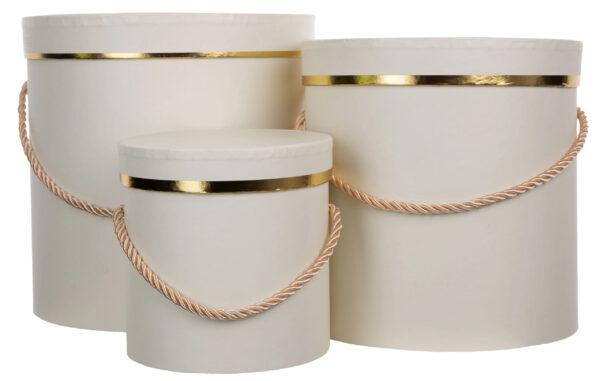 3X FLOWER BOX PUDEŁKO NA KWIATY PREZENT ECRU ZŁOTY ECRU GOLD - obrazek 2