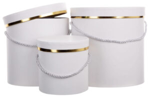 3X FLOWER BOX PUDEŁKO NA KWIATY PREZENT BIAŁY ZŁOTY