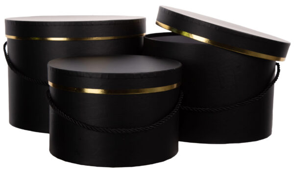3X FLOWER BOX PUDEŁKO NA KWIATY PREZENT CZARNY ZŁOTY BLACK GOLD