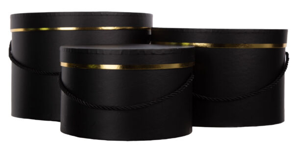 3X FLOWER BOX PUDEŁKO NA KWIATY PREZENT CZARNY ZŁOTY BLACK GOLD - obrazek 2
