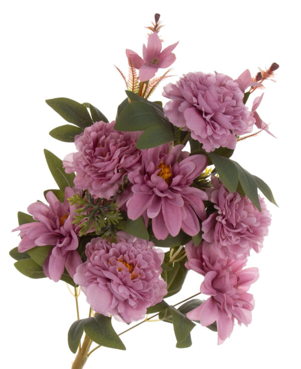 BUKIET BRUDNY RÓŻ MIESZANY DALIA GOŹDZIK KWIATY SZTUCZNE47 CM - obrazek 2