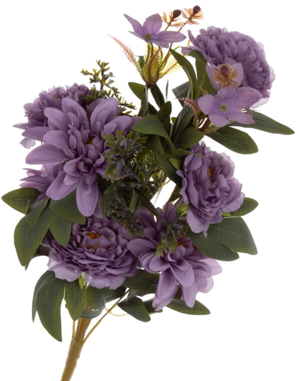 BUKIET FIOLETOWY MIESZANY DALIA GOŹDZIK KWIATY SZTUCZNE47 CM - obrazek 2
