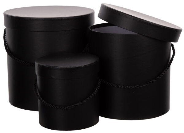 3X FLOWER BOX PUDEŁKO NA KWIATY PREZENT CZARNY BLACK - obrazek 2