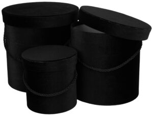 3X FLOWER BOX WELUR CZARNE PUDEŁKO NA KWIATY PREZENT BLACK