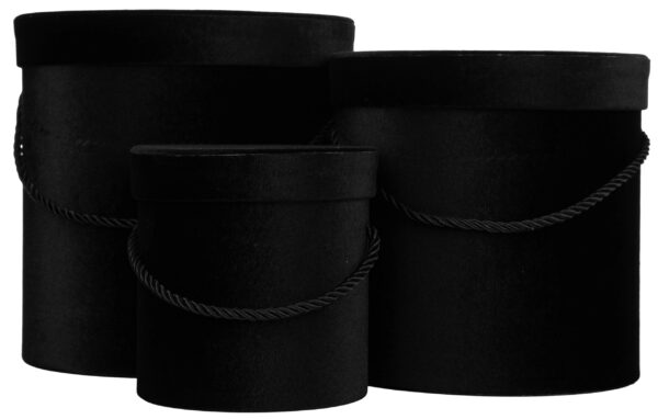3X FLOWER BOX WELUR CZARNE PUDEŁKO NA KWIATY PREZENT BLACK - obrazek 2
