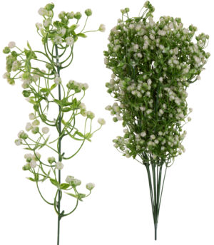 12X GAŁĄZKA BIAŁE KULKI ROŚLINA DODATEK SZTUCZNY 46 CM GIPSÓWKA