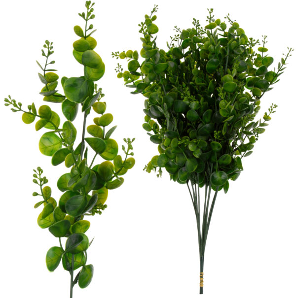 12X EUKALIPTUS GAŁĄZKA ROŚLINA DODATEK SZTUCZNY 48 CM