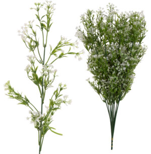 12X GAŁĄZKA ROŚLINA DODATEK SZTUCZNY BIAŁO ZIELONY 46 CM