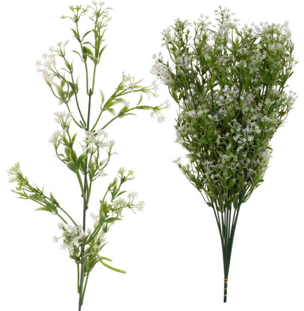 12X GAŁĄZKA ROŚLINA DODATEK SZTUCZNY BIAŁO ZIELONY 46 CM