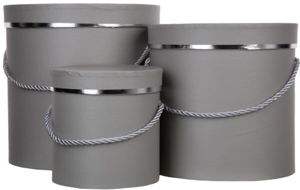 3X FLOWER BOX PUDEŁKO NA KWIATY PREZENT SZARY SREBRNY GRAY / SILVER - obrazek 2