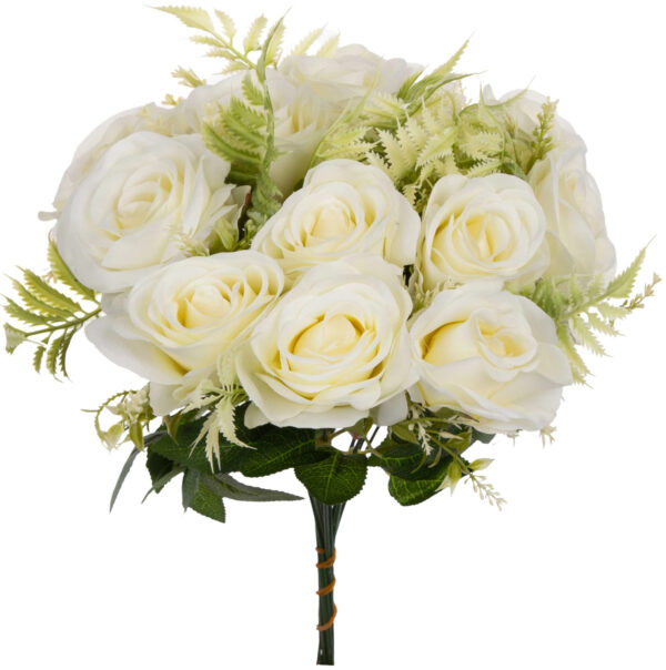 RÓŻA LT. CREAM JASNY KREM BUKIET 12 RÓŻ 35 CM - obrazek 2