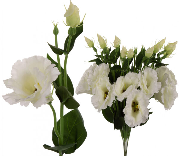 EUSTOMA BIAŁA GAŁAZKA 12X KWIATY SZTUCZNE 48 CM