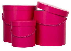 3X FLOWER BOX PUDEŁKO NA KWIATY PREZENT AMARANT