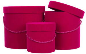 3X FLOWER BOX WELUR PUDEŁKO NA KWIATY PREZENT AMARANT