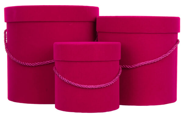 3X FLOWER BOX WELUR PUDEŁKO NA KWIATY PREZENT AMARANT - obrazek 2