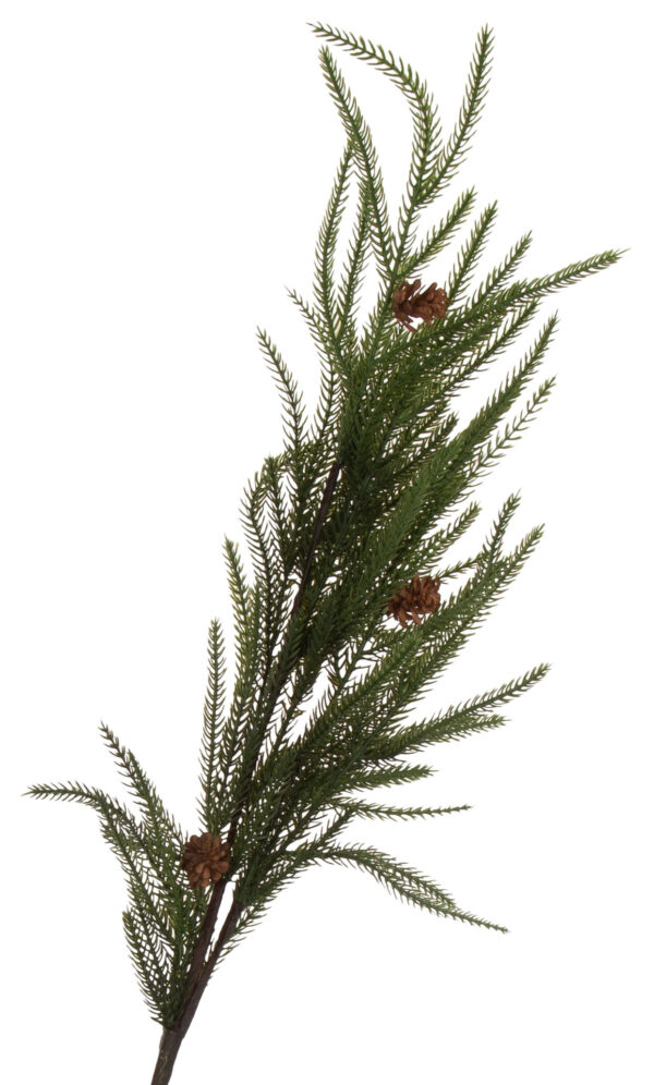 GAŁĄZKA ZIELONA WRZOS Z SZYSZKAMI GUMOWY 102 CM - obrazek 2
