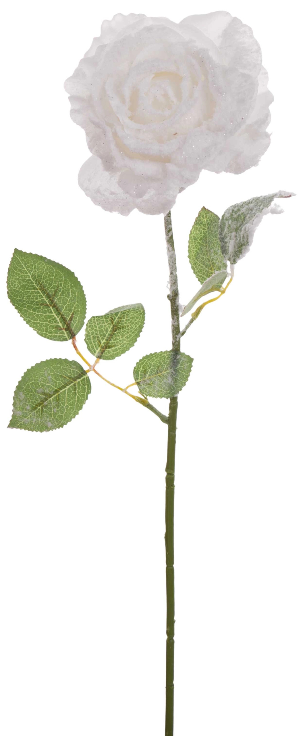 RÓŻA BIAŁA OŚNIEŻONA GAŁĄZKA 68CM