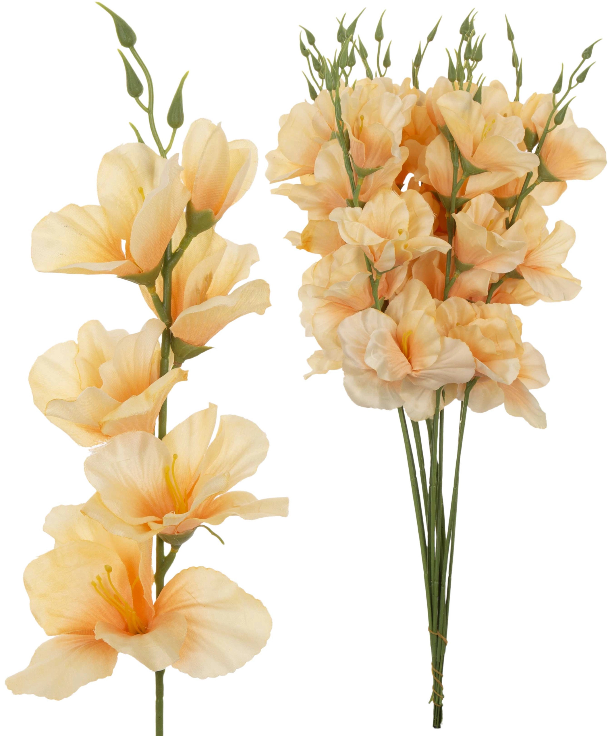 12X MIECZYK GAŁĄZKA JASNY POMARAŃCZOWY KWIATY SZTUCZNE 54 CM