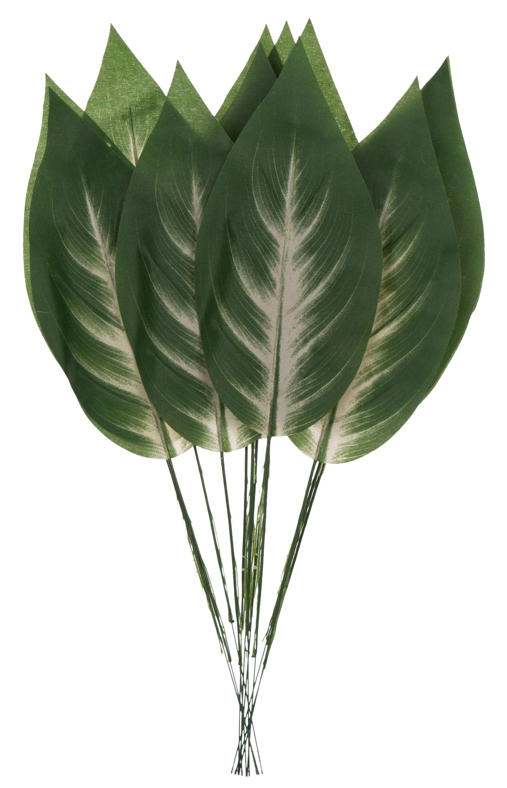 12 X LIŚĆ LIŚCIE SZTUCZNE ZIELONO - BIAŁY 50 CM - obrazek 2