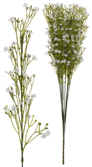 12X GAŁĄZKA DODATEK BIAŁE KWIATKI 54 CM
