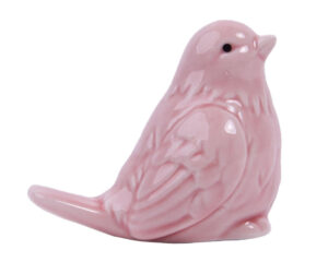 PTASZEK CERAMICZNY 5CM RÓŻOWY SZKLIWIONY OZDOBA